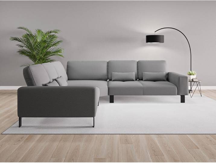 Ecksofa Tokio Nr. 2 - Grau (Schiefergrau) - Softwolle