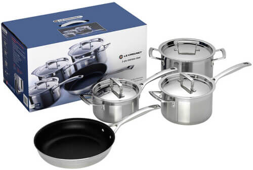 Le Creuset 3-ply Stainless Steel 4 Piece Set