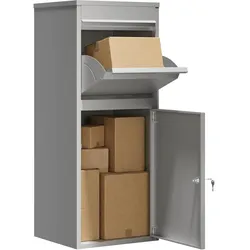 Wiltec, Briefkasten, Paketkasten grau 410x380x1020mm Paket Box Stahl Standbriefkasten Post (41 x 38.30 x 102 cm)