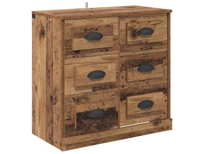 LKJephalotrope Sideboard Altholz 70x35,5x67,5 cm Kommode Holzwerkstoff Praktischer Beistellschrank im Vintage Altholz-Look mit Schubladen für Ordnung in Wohnzimmer, Essbereich und Flur.