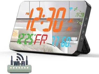 Daily Discovery WiFi Digital Wall Clock LED Display With Temperature Humidity Date Smart Digital Alarm Clock orange Mirror