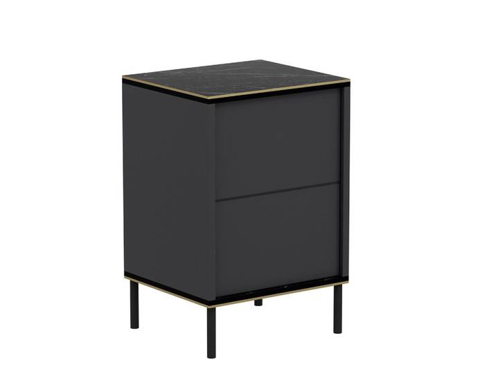 Livetastic Nachttisch, Anthrazit, Schwarz, Holzwerkstoff, Marmoroptik, 40x60x35 cm, einfacher Aufbau, Schlafzimmer, Nachttische