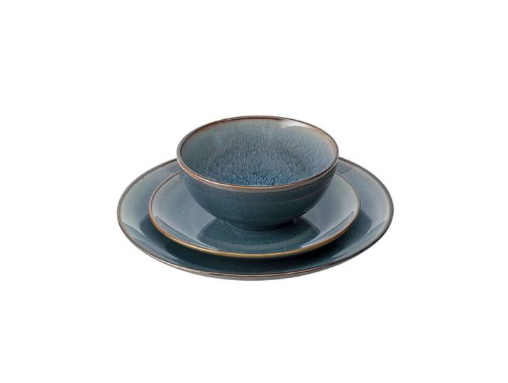 Keramik Geschirr-Set Grado, 18-teilig blau-braun