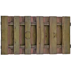 T&J  SEELAND-Serie  kdi-braun  180  x  90  cm,  Bretter  sägerau,  ca.  16mm,  Riegel  30/80  mm,  mit  Baumkante