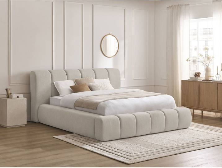 Lit coffre DENALI tissu lisse 180x200