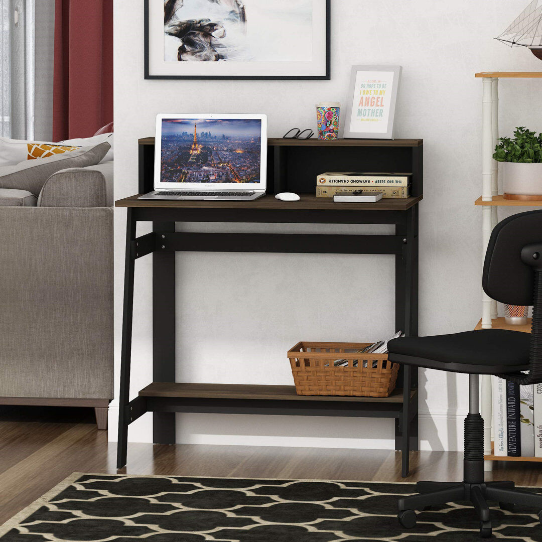 Riley Ave. Annie Working Study Desk with Desk Hutch Brown 90.4cm H X 80.3cm W X 41.9cm D
