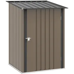 MODFU Geräteschuppen aus Stahl Braun 100x103x160 cm mit Pultdach und abschließbarer Tür