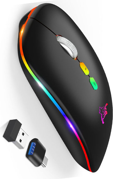 INF Stille Dual Mode Muis: Oplaadbare Draadloze Bluetooth 5.1
