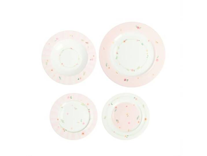 BRANDANI Polline Rosa Tafelservice Teller-Set, 18-teilig, Porzellan