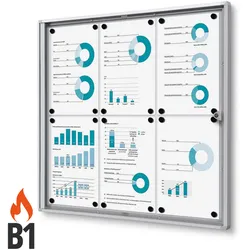 Schaukasten 6x A4, B1 Norm Alu Brandschutz brandsicher schwer entflammbar 6xA4