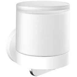 emco round Flüssigseifenspender, Einhandbedienung, satiniertes Kristallglas, 432113901, Farbe: weiß