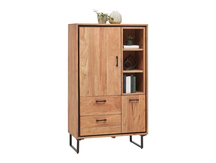 Highboard Shiva Schwarz/Akaziefarben