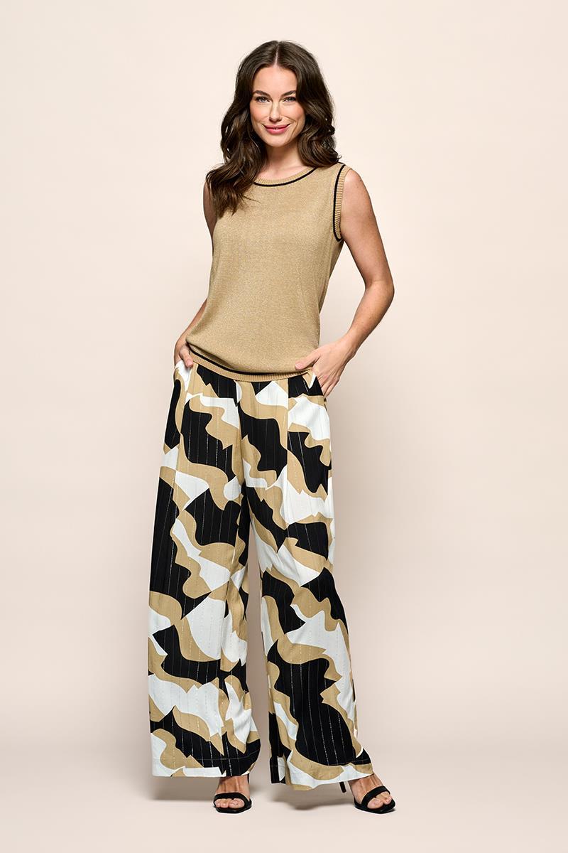 Casey Print Broek Zwart / Camel