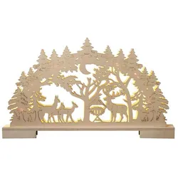 LED-Schwibbogen aus Holz - Wald mit Futterkrippe