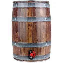 Ich-zapfe 5L Partyfass mit Zapfhahn, Holzoptik, Getränkespender, Braun