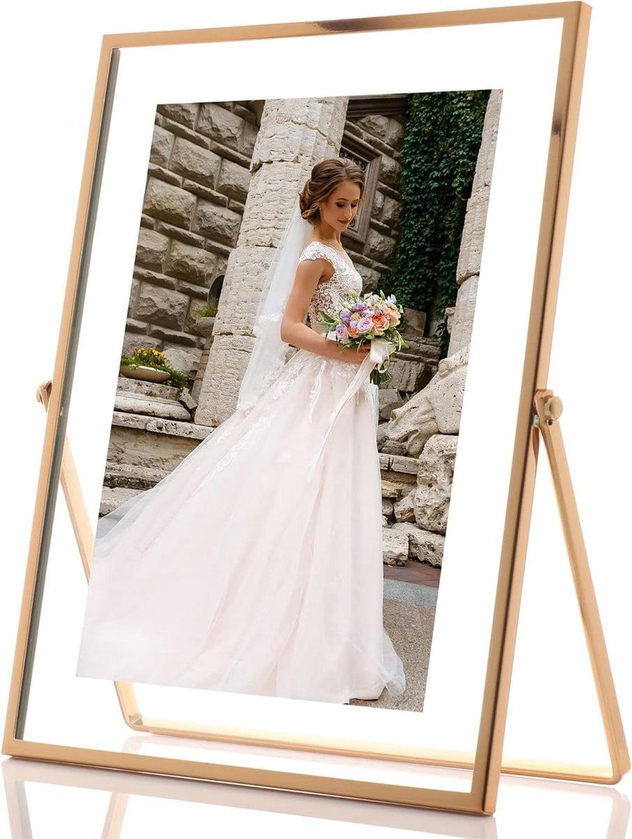 Gouden fotolijst met ezel voor het tonen van foto's, 5x7 inch