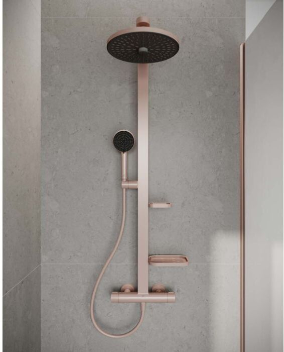 Ideal Standard Duschsystem BD583RO mit Ceratherm Thermostat, 2 Ablagen, Rose
