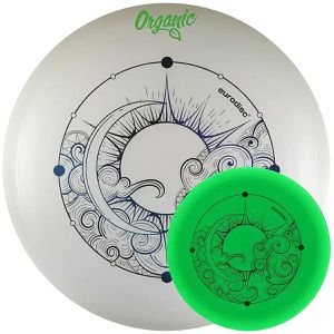 eurodisc Wurfscheibe Ultimate Organic SUPERGlow, weiß/blau, Wettkampfscheibe, 175g, grün leuchtend, Ø 27,5cm