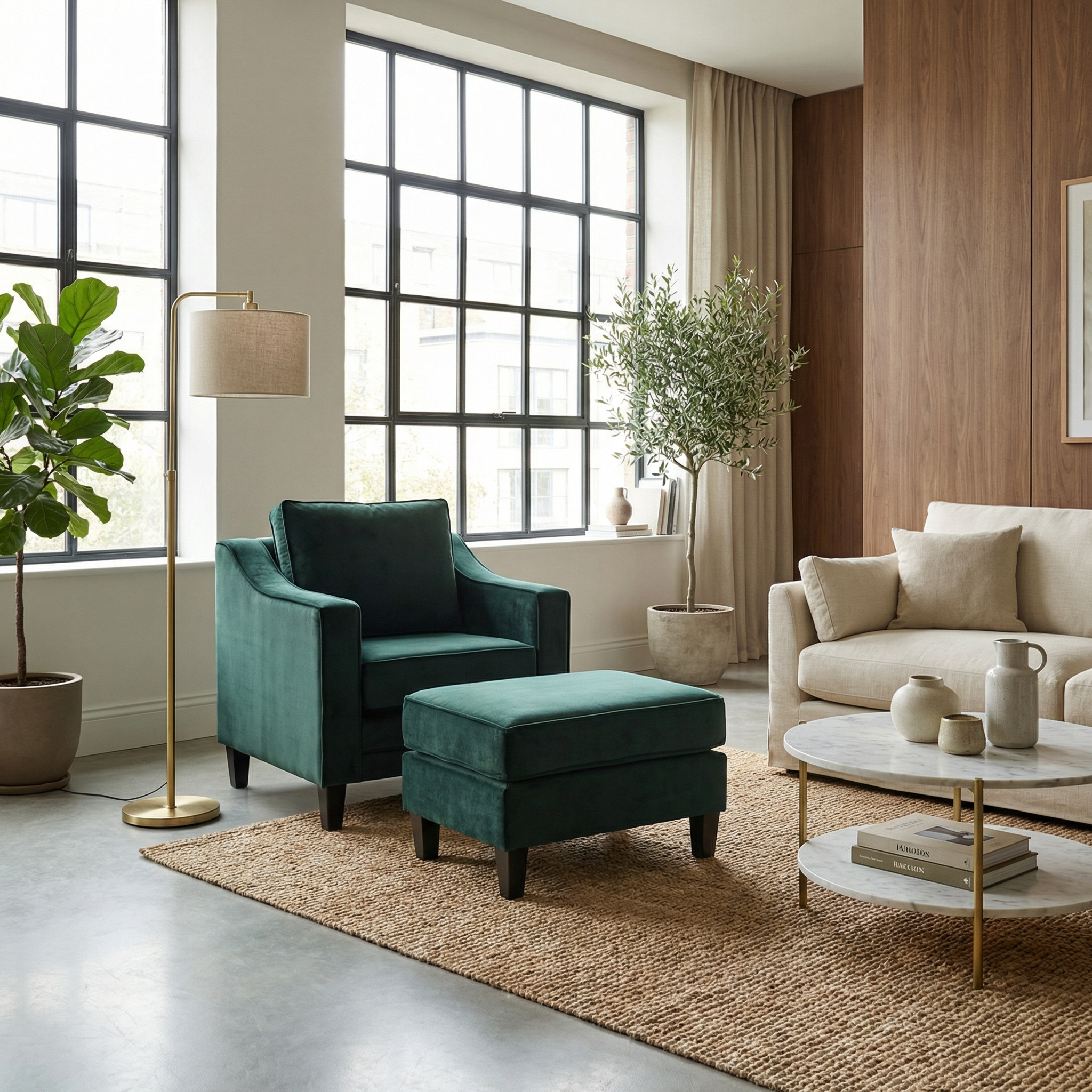 Sofa Style Wiltshire Velvet Armchair in Bottle Green