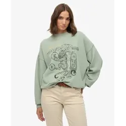 Superdry für Damen. W2012413A Grünes Oversize-Sweatshirt ?Tokyo Narrative? (M), Lässig, Baumwolle