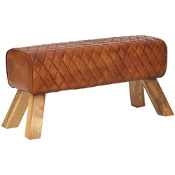 WOHNLING WL6.089 Sitzbank Echtleder / Massivholz 89x46x35 cm