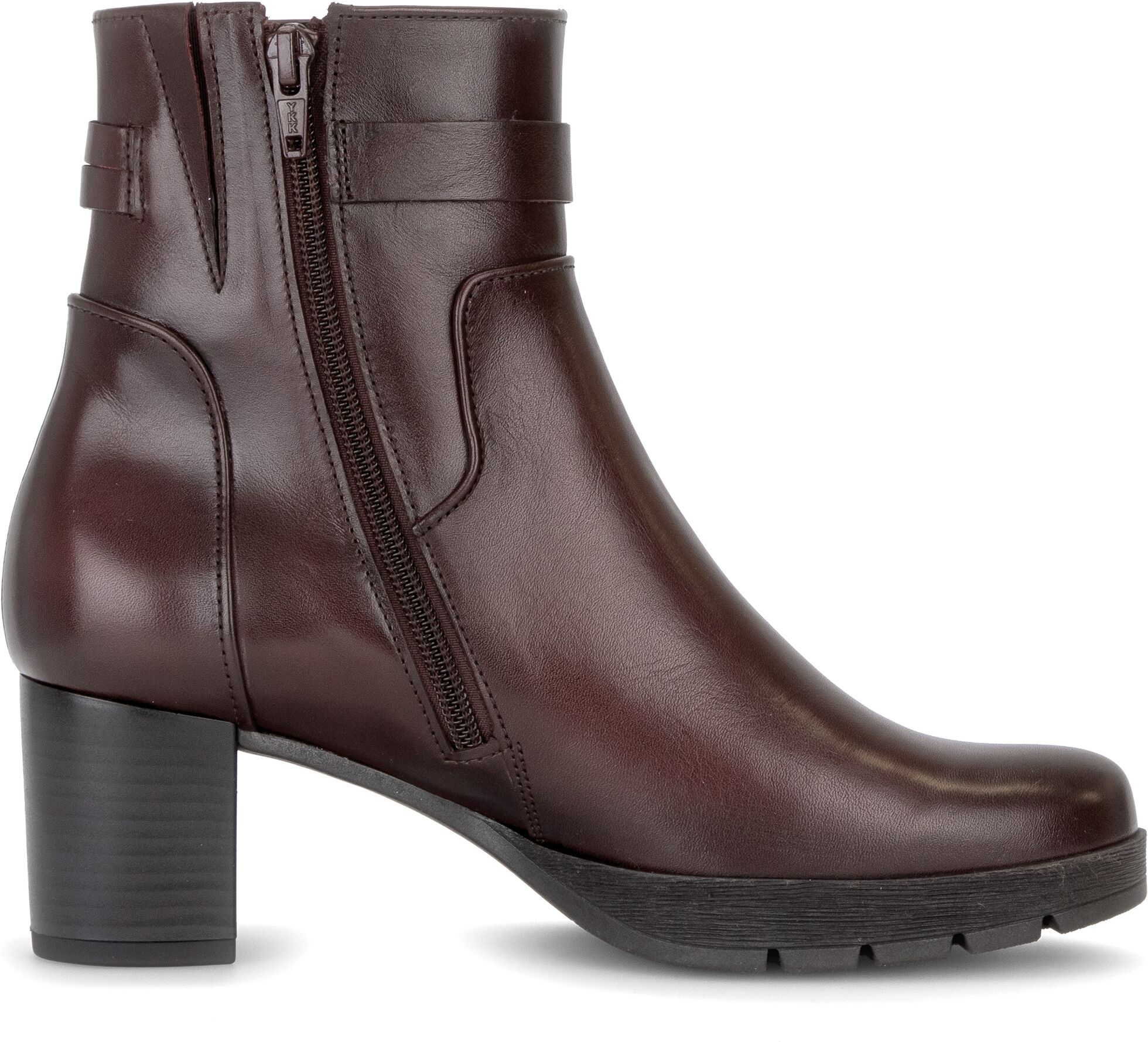 Stiefelette GABOR, Damen, Gr. 37,5, Textil, braun (bordeaux), Kalbsleder, unifarben, Schuhe Stiefelette, Blockabsatz, Ankleboots mit modischer Zierschnalle