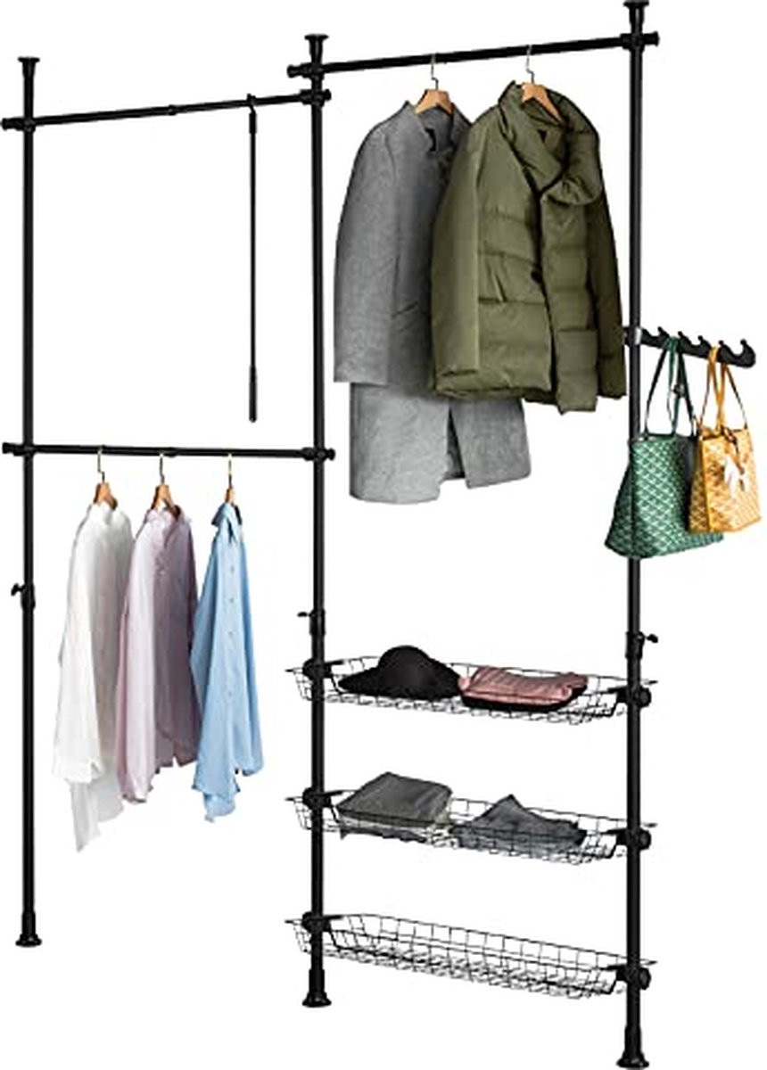 Telescopische Garderobe Organizer - Ophangrail - Kledingrek Opbergrek