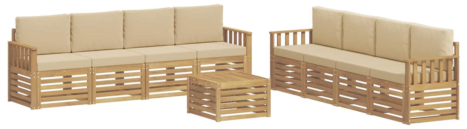 Outdoor-Sofagarnitur 9 pcs Weiß und Beige 59 x 59 x 37 cm