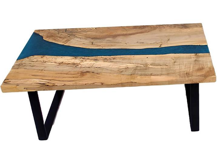 Xlmoebel Beistelltisch Individualisierter Tisch aus Echtholz mit Epoxidharz Flussdesign (Couchtisch + Beistelltisch), Hergestellt in Europa