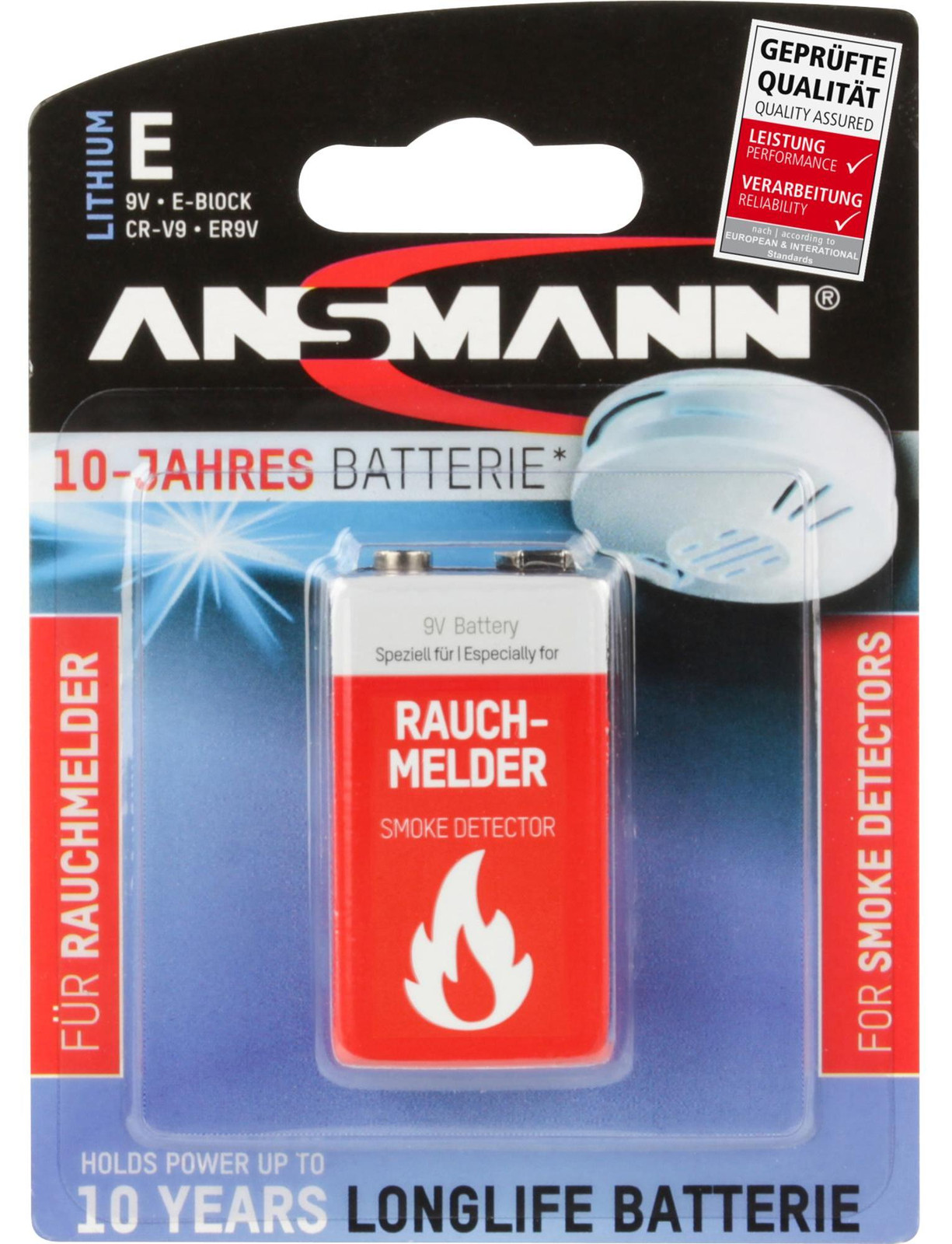 Ansmann 5021023-01 Lithium 9V-batterij voor rookmelders