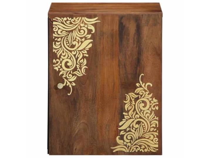 SKTQYQO Wandschrank aus Mangoholz, braun, 38 x 33 x 48 cm Messing-Knäufe, Wandmontage, für kleines Badezimmer, einfache Reinigung