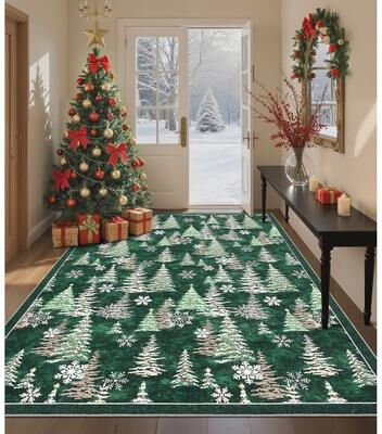 Garvee Christmas Tree Snowflake Washable Area Rug