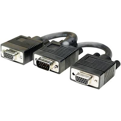 Manhattan VGA Y-Kabel VGA 15pol. Stecker, VGA 15pol. Buchse, VGA 15pol. Buchse 0.15 m Schwarz 304559 schraubbar VGA-Kabel