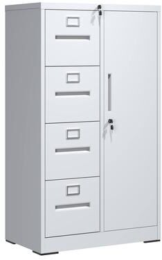 DEVERA 4-Drawer Metal File Cabinet with Lock & Door