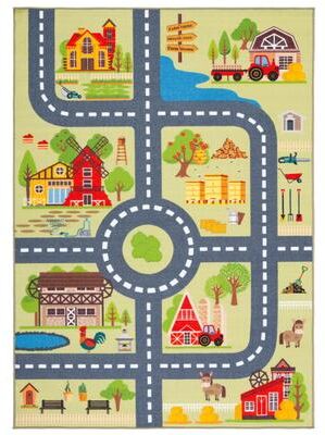 SAFAVIEH Kids Playhouse Machine Washable Slip Resistant Fazlie Neighborhood Rug
