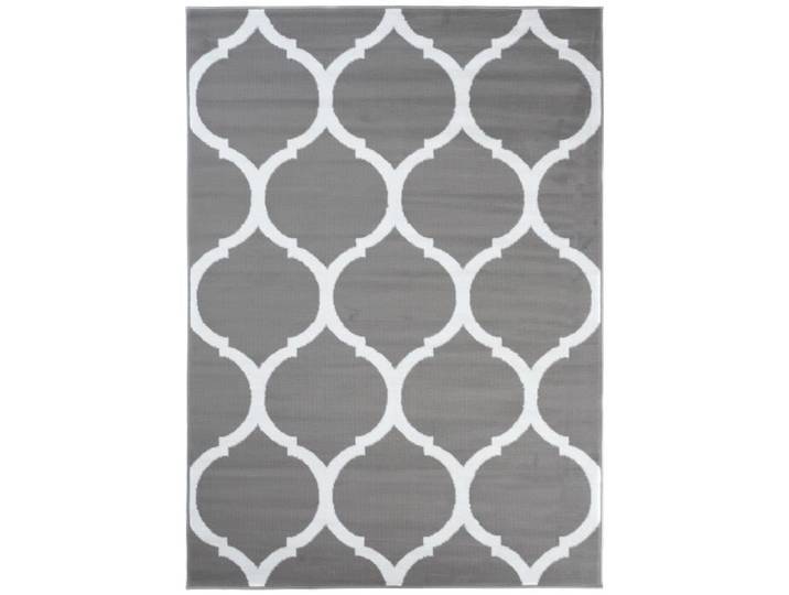 TAPISO Tapis Salon Poils Ras Luxury Gris Blanc Treillis Polypropylène Intérieur 160x220