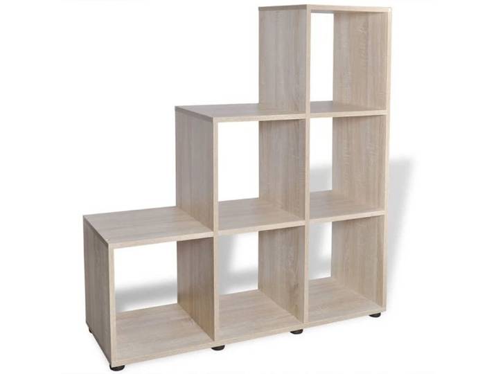 Bibliothèque moderne en chêne - MEUBLECHIC - 104x29x107 cm - 6 compartiments ouverts - Chêne - Bois laminé en mélamine