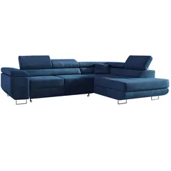 ECKSOFA GUSTAW L Dunkelblau Velvet Rechts Seite