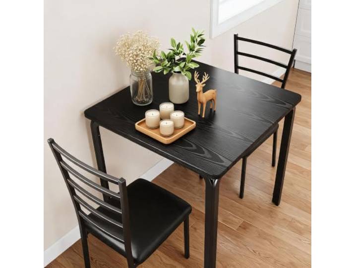 GarveeMore Quadratischer Esstisch-Set Mit 2 Gepolsterten Stühlen Platzsparender Bartisch mit 2 gepolsterten Hockern – Küche, Esszimmer, Apartment oder Frühstücksecke