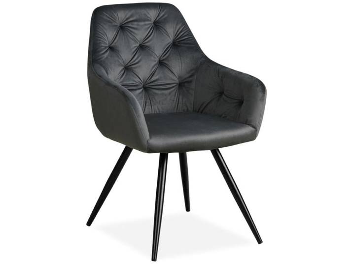 Chaise Salle à Manger Velours Gris Design Moderne