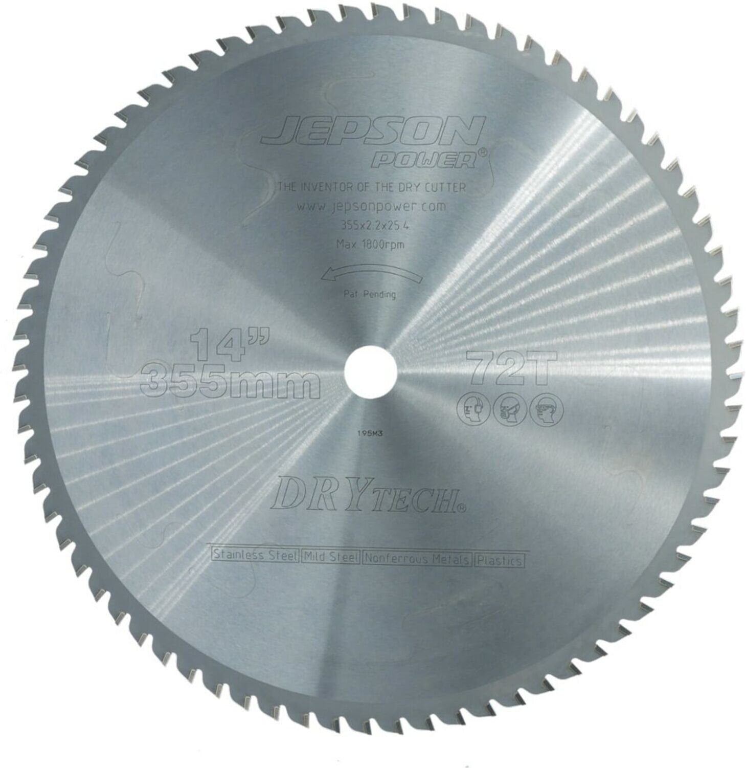 Jepson Drytech® HM-Sägeblatt Durchmesser 355 mm / 72Z für Stahl& Inox ; Jepson Power (600580)