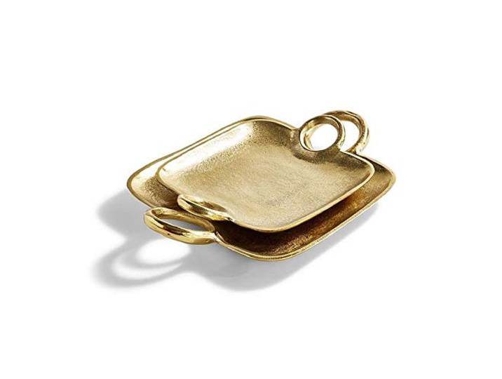 Two's Company Tozai Metropolitan TWA001-S2 dekorative goldene Tabletts mit Griffen, 2 Stück