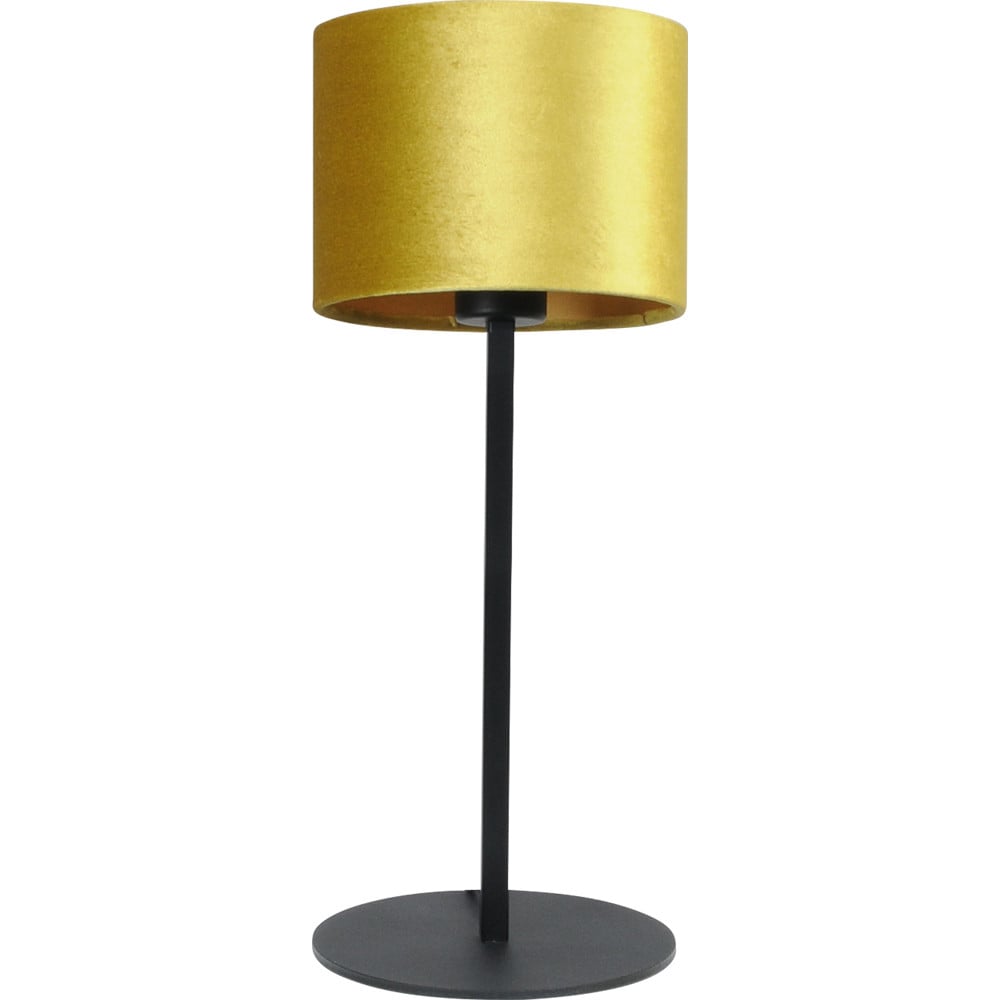 Masterlight Venus tafellamp zwart met okergele stoffen lampenkap