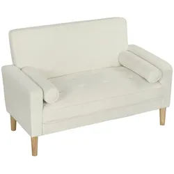 STILVORA 2-Sitzer-Sofa Polyester Cremeweiß 130x74,5x82 cm mit Kautschukholzbeinen