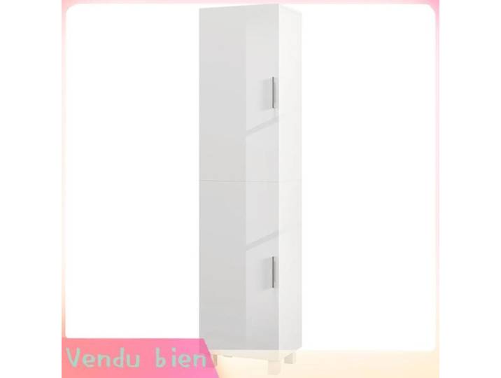 LIA Colonne salle bain blanche 40x30x167 5cm 2 portes étagères réglables