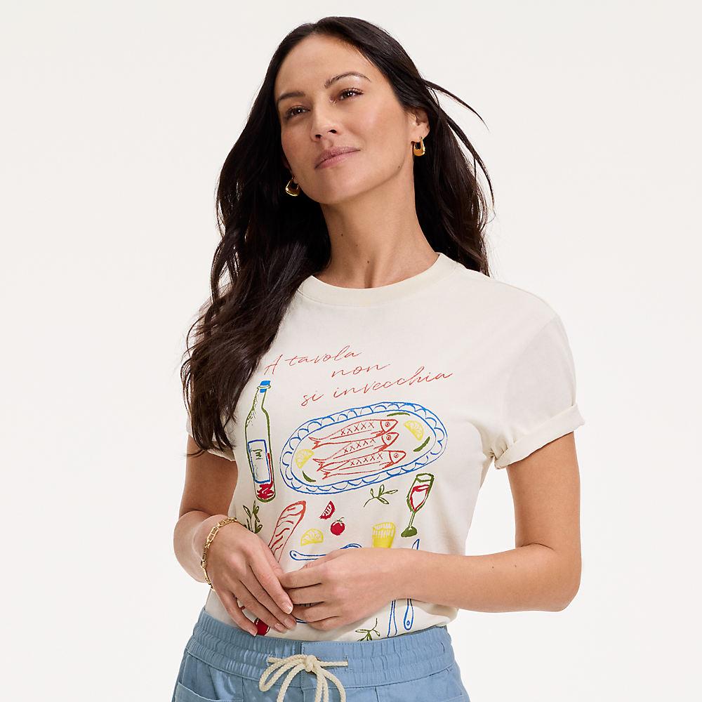 Grafik-Shirt für Damen, Damen, size: regular, Elfenbein, Baumwolle, by Lands' End