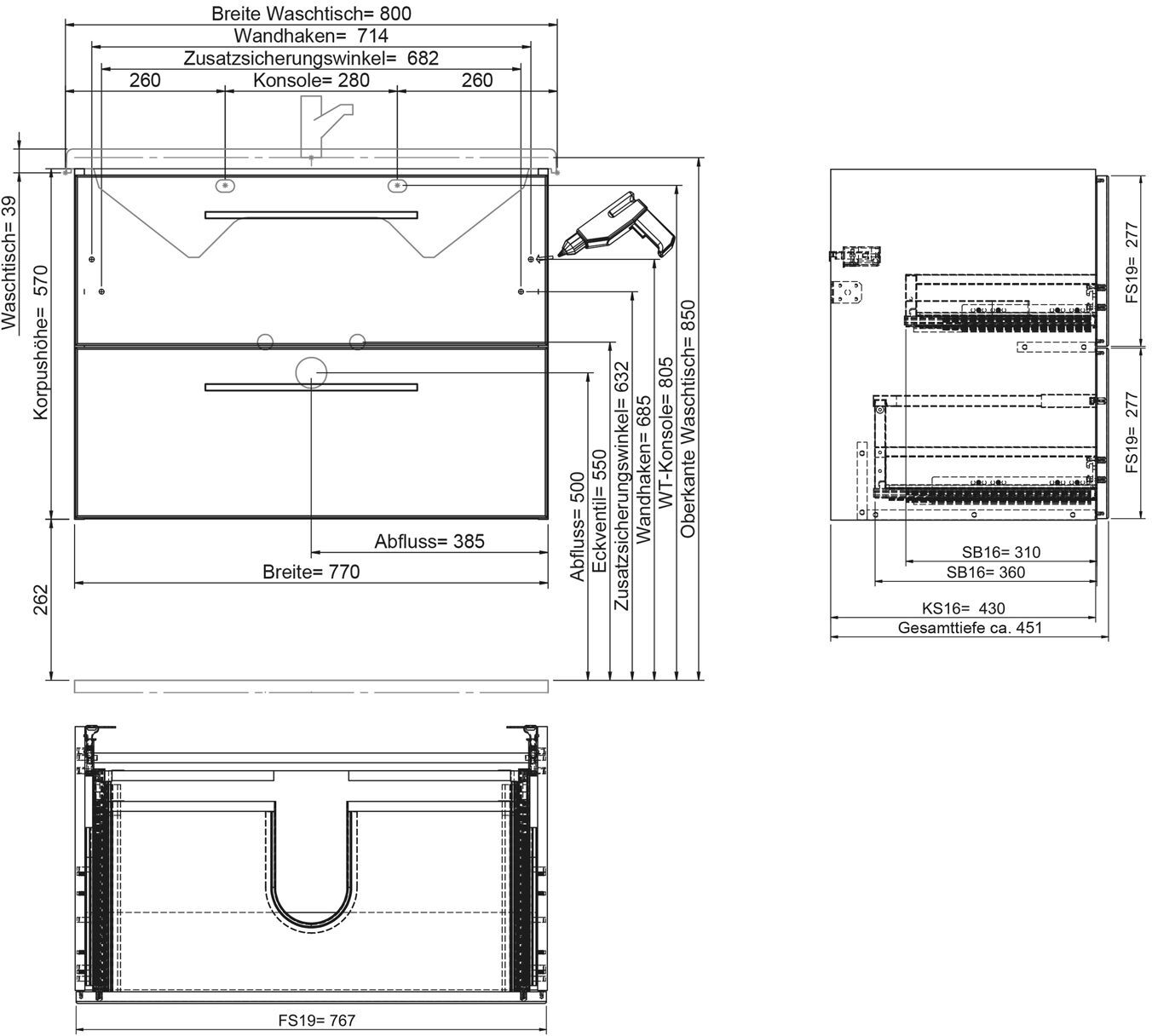Steinkamp Living 2.0 Waschtischunterschrank für Steinkamp Living 2.0 Waschtisch 80 cm, Badmöbel, STVVT01777-266,