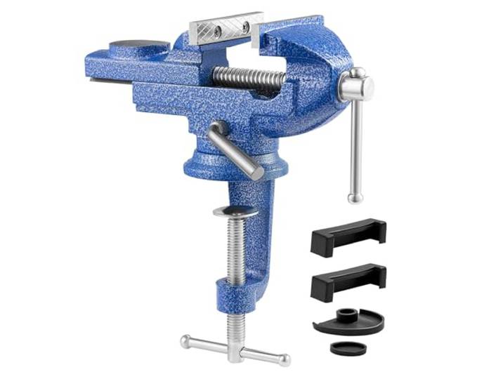 VEVOR Étau d'Établi Largeur de Mâchoire 76\,2 mm Étau de Table en Fonte avec Base Pivotante 360°\, Dégagement Rapide\, Base Surélevée\, pour Travail du Bois\, Métaux\, Perçage\, Découpe\, Atelier\, Bricolage