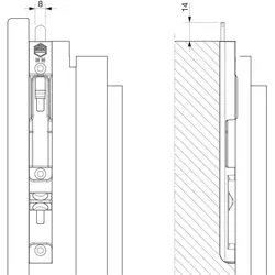 Maco, Drehkippbeschlag, MM Kantriegel oben MM-KS, für 4 mm Falzluft, R8, L=170 mm, silber
