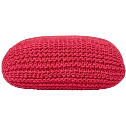 STRICK-POUF rot, Bodenkissen 70/70/20 cm